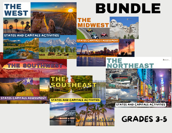 Preview of Bundle 5 US Regions States Capitals Assessments