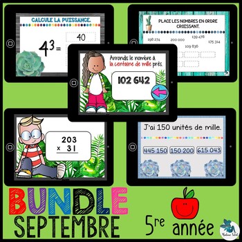 Preview of Bundle 5e année septembre mathématique Boom Cards Distance learning