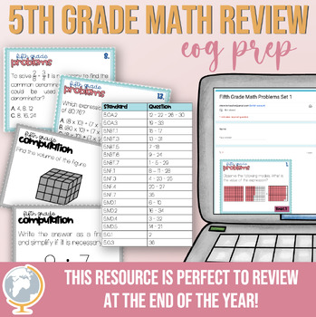 Preview of Bundle 5th Grade Math Review EOG preparation Problems (Distance Learning)