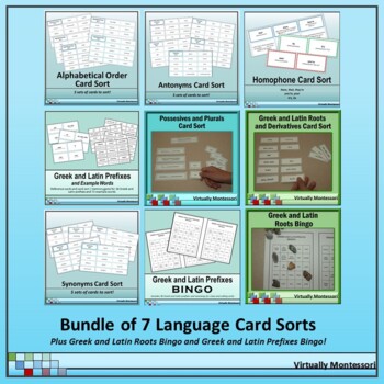 Preview of Bundle: 7  Language Card Sort Activities (plus bonus bingo games!)
