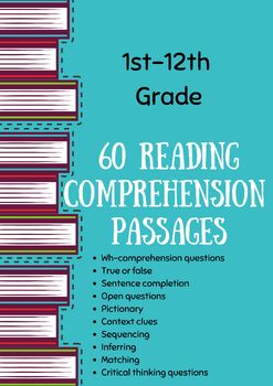 Preview of Bundle | 60 Reading Comprehension Passages | 1st-12th Grade