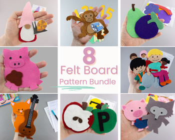 Preview of Bundle: 8 Felt Board Story Patterns for Circle Time Songs and Stories
