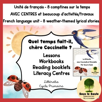 Preview of FRENCH LITERACY FULL UNIT  8 comptines, leçons, cahiers, centres, évaluations