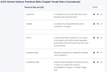 Preview of Bundle - AICE Marine Science AS Level Full Year Vocab Quizlets (New Coursebook)