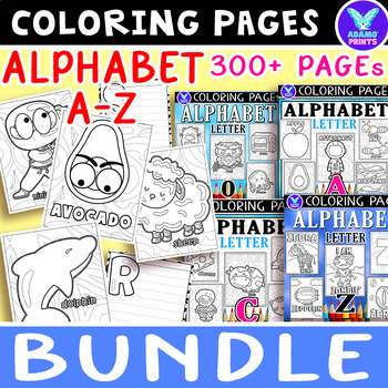 Preview of Bundle ALPHABET Letter A-Z Vocab Coloring Page & Writing Art ELA Activities