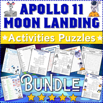 Preview of Bundle APOLLO 11 MOON LANDING Activities: Word Scramble ~ Word Search~ Crossword