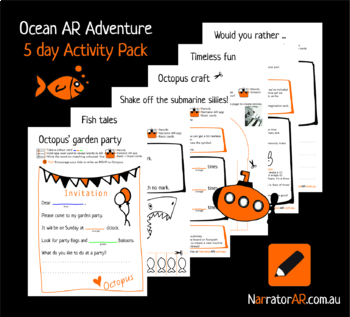 Preview of Bundle AR Adventure l Ocean 5 day activity pack l Animate writing in AR K-2