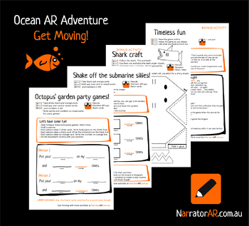 Preview of Bundle AR Adventure l Ocean Get Moving activity pack l Animate writing in AR K-2