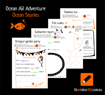 Preview of Bundle AR Adventure l Ocean Stories activity pack l Animate writing in AR K-2