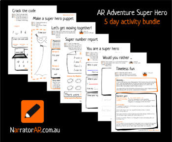 Preview of Bundle AR Adventure l Super Hero 5 day activity pack l Animate writing in AR K-2