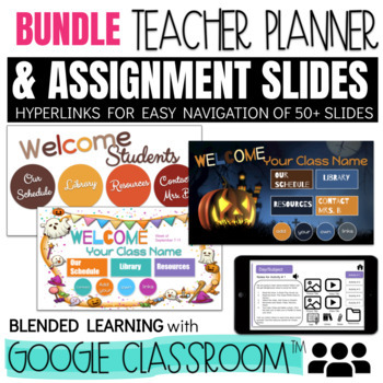 Preview of Bundle HALLOWEEN Teacher Planner GOOGLE SLIDES TEMPLATES for Distance Learning