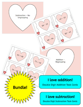 Preview of Bundle: Addition and Subtraction Valentine's Day (or any day) - within 100