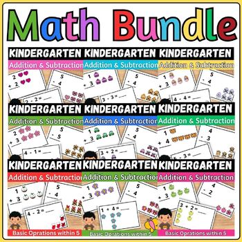 Preview of Bundle Addition and subtraction fact within 5 Kindergarten Math Game Center