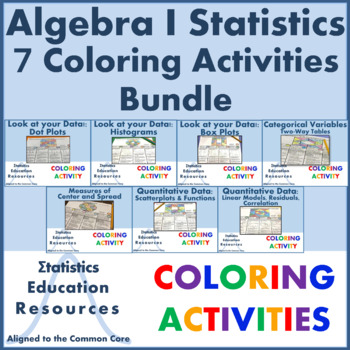 Preview of Bundle: Algebra I Statistics Coloring Activities (7 Activities) (Common Core)