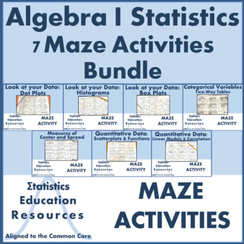 Preview of Bundle: Algebra I Statistics Maze Activities (7 Activities) (Common Core)