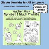 26 B&W Alphabet Letter and Graphics Clip Art Sets - 5 grap