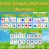 Bundle Alphabet, Numbers, 2D And 3D Shapes & colors flash cards.