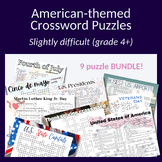 Bundle! America-themed crossword puzzles. Fun activity for