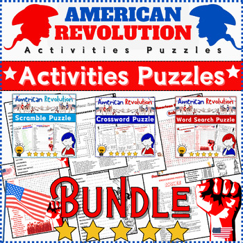 Preview of Bundle American Revolution: Word Scramble/Word Search/Crossword ⭐No Prep⭐
