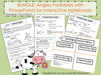 Preview of Bundle: 4 Angles Foldables with 4 PowerPoints for Interactive Notebooks