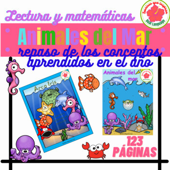 Preview of Bundle Animales del Mar, Ocean animals position words and more in Spanish