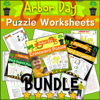 Preview of Bundle Arbor Day Activities: Word Scramble ~ Word Search ~ Crossword⭐No Prep⭐