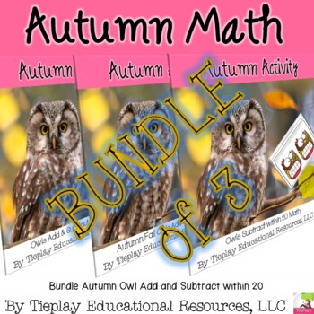 Preview of Bundle Autumn Owl Math Add and Subtract within 20 Math Activity No Prep