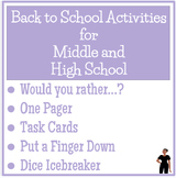 Bundle - Back to School Activities - Middle and High School