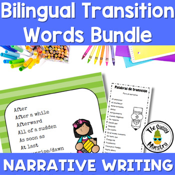 Preview of Bilingual Transition Words for Narrative Writing Spanish & English Bundle