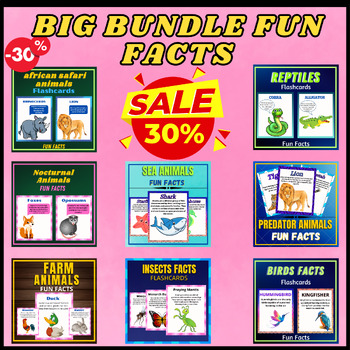 Preview of Bundle,Birds,Insects,Predator,Farm,Sea,Nocturnal,Reptiles & Safari animals Facts