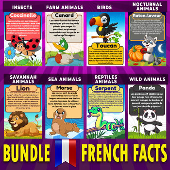 Preview of Bundle Birds,bugs,Wild,Farm,Sea,Nocturnal,Reptiles & Safari animals French Facts