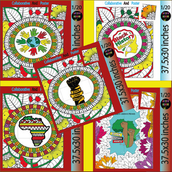 Preview of Bundle Black History Month Collaborative Coloring Poster Art Activities