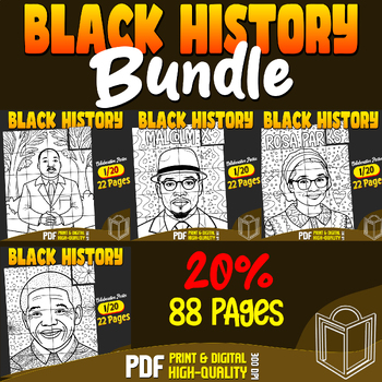 Preview of Bundle Black History Month Collaborative poster Coloring Craft, Classroom