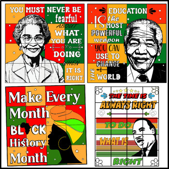 Preview of Bundle Black History Month MLK, Mandela, Rosa Parks Quote Collaborative Poster