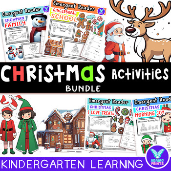 Preview of Bundle CHRISTMAS ACTIVITIES Emergent Reader Kindergarten ELA NO PREP Activity