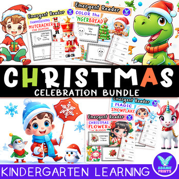 Preview of Bundle CHRISTMAS CELEBRATION Emergent Reader Kindergarten ELA NO PREP Activity