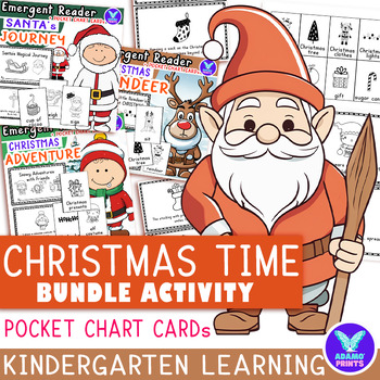 Preview of Bundle CHRISTMAS TIME Emergent Reader Pocket Charts Cards ELA NO PREP Activity