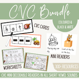 Bundle - CVC Worksheets, Activities & Decodable Readers - 