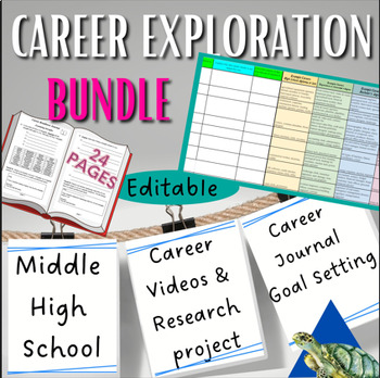Preview of Bundle Career Exploration Research Project, Videos, Journal, Goal Setting