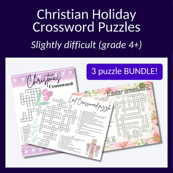 Preview of 3x Christian holiday crossword puzzles. Great research activity. Grade 4+!