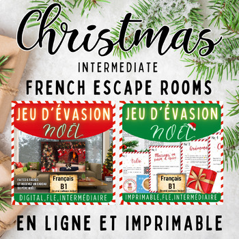 Preview of Christmas French escape rooms bundle jeux d'évasion Noël Intermediate B1