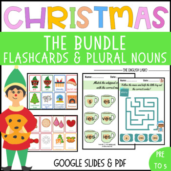 Preview of Christmas Regular Plural Nouns and Flashcards BUNDLE