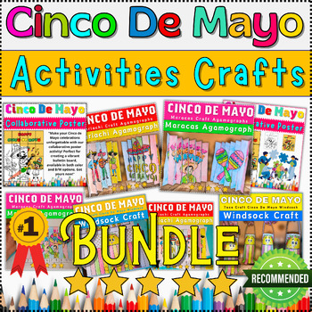 Preview of Bundle Cinco de Mayo Activities Crafts:Windsock⭐Collaborative Poster⭐Agamographs