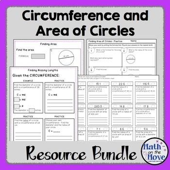 Preview of Circumference and Area of Circles Bundle