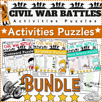 Preview of Bundle Civil War Battles Activities: Word Scramble/Word Search/Crossword No Prep