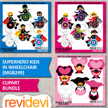 Preview of Bundle Clip Art Superhero kids in wheelchair / disability, special needs