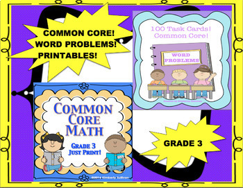 Preview of Bundle Distance Learning Math  No Prep Printables 100 Word Problems! Grade 3