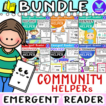 Preview of Bundle Community Helpers Emergent Reader Kindergarten NO PREP Worksheet