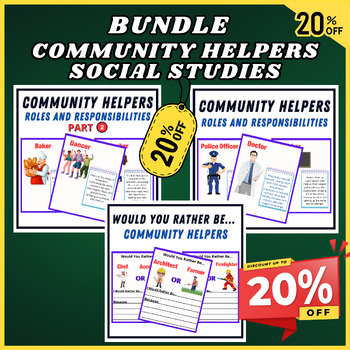 Preview of Bundle Community Helpers Social Studies ,Part 1-2 -(Would You Rather )Worksheets
