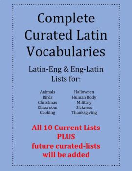 Preview of Bundle: Complete Curated Latin Vocabularies (10 Lists)